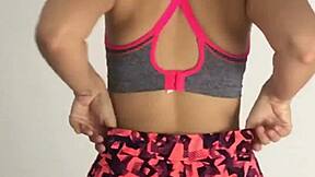 damn this 20yo latina fitness babe with huge ass gets toy-fucked mid-workout