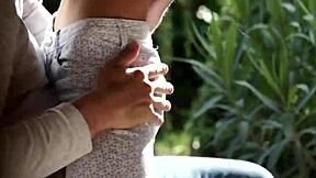 Girlfriend fingers sunny's ass while sucking massive cock with boyfriend watching