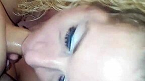 Busty milf deepthroats young bf then doggy pounded