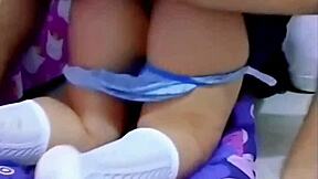 mexican schoolgirl faces rough outdoor play before class