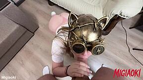 She gasps louder every thrust as thick cock stretches tight pussy
