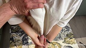 step sister jerks step brother into her panties while cooking dinner