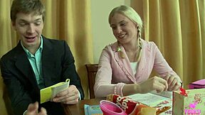 pervy prof bends over big ass blonde student for anal anatomy lesson
