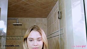 Elegant fair-haired model indulges in luxurious sensual bath routine