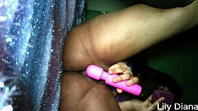 Lilydiana Soaks Her Juicy Ebony Pussy With Vibrator After Lesbian Porn
