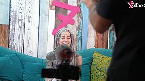 sexy hippie in lingerie has wild sex with interviewer