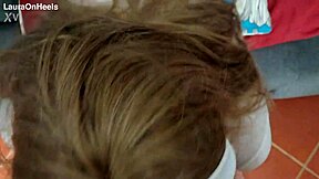 blonde milf gives pov blowjob and swallows cum