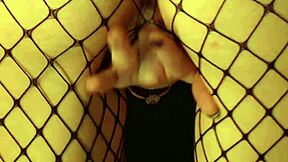 shes fingering shaved pussy in fishnets with buttplug