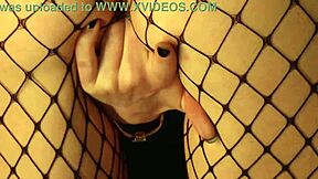shes fingering shaved pussy in fishnets with buttplug