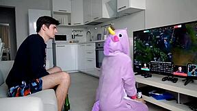 Hot Cosplay Sex Getting Fucked In Front Of The Tv