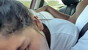 A stranger gets sloppy blowjob as payment for ride