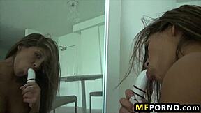 Big tit babe uses mirror as she dildos herself jackie cruz 3