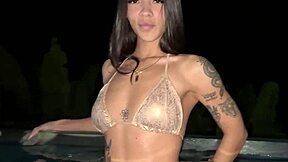 i invited her to the pool to fuck her and cum on her round ass
