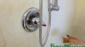 Petite sadie pop bathroom banged by hung stepbro