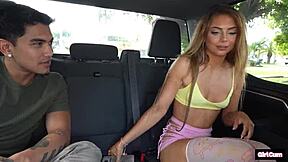 horny petite spinner jumps on a fat dick for a wild ride