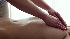 brunette coed gives extra suction in blowjob