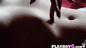 big tits petite milf strips naked posing for playboy photoshoot