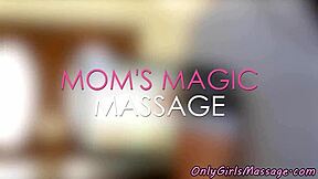 Busty milf seduced by lesbian teen masseuses during massage
