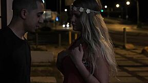 hardfucked teen gets facialized in public after pickup