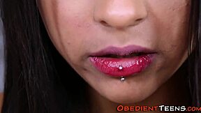 Kinky latina face jizzed after sucking that big cock