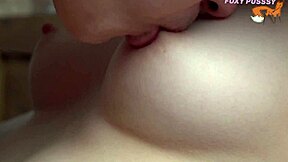 Sucking tits and playing with tender nipples at home