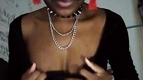 Goth dominatrix gets raunchy with natural tits high heels