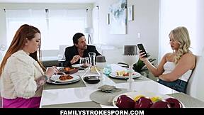 Blonde slutty harley king goes under the table to suck tommy gunns huge throbbing dick a satisfying breakfast indeed