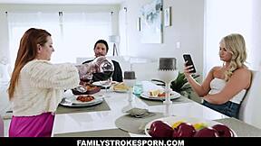 Blonde slutty harley king goes under the table to suck tommy gunns huge throbbing dick a satisfying breakfast indeed