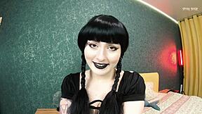 Wednesday addams seduces you to play adult trick or treat and cum inside her pink pussy