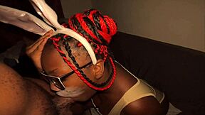 First Time Ever Nerdy Ebony With Her Easter Bunny Ears Slutting Out In Her Living Room Area Sucking On Sloppy Dick Big Booty Whore - Jhodez1