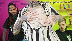 Three On One Rough Group Sex For Tattoo Maid