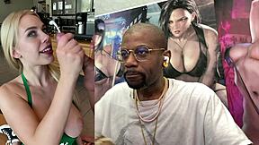 big breast blonde barista gets her face cum covered