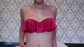 Sexy young amateur with big tits fingers her pussy