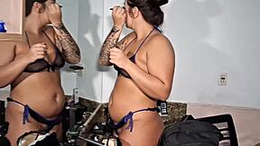 A novinha deliciosa da g� avilez fez um delicioso beijo grego e ganhou de presente bastante leite