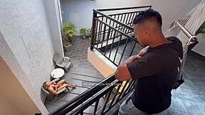 a curvy colombian milf rides her young bbc neighbor