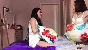 passionate lesbian sex after fight with tongues and vibrator