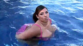 Miss issy shows monster tits at pool