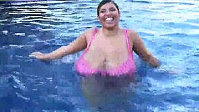 Miss issy shows monster tits at pool