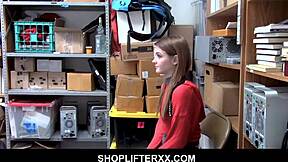Petite redhead rosalyn sucks mall officer cock after shoplifting