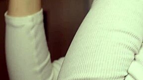 Busty step sis gives sloppy blowjob and takes cum on tits