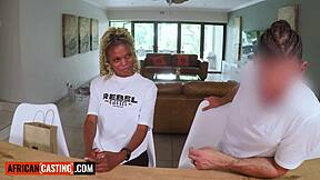 Amateur big tits 18yo ebony pussy railed in fake modeling casting