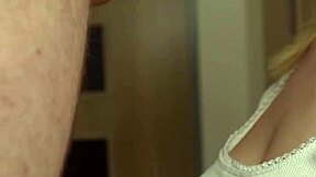 Busty step sis gives sloppy blowjob and takes cum on tits