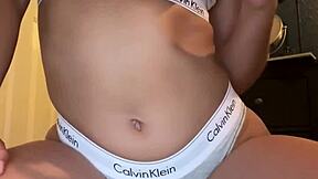 slim thick bubble butt latina fucks her panty stuffed pussy with her dildo before squirting all over the place the panty bank - used panties