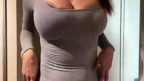 Stepmother teases with her milky tits