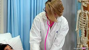 Big tits lesbian doctor having threesome with latina patient