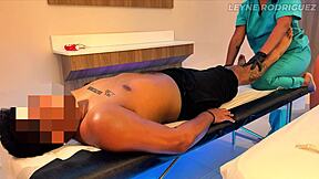 Latina masseuse gives sensual massage to lucky fan