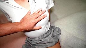 hot semen in her tight student pussy