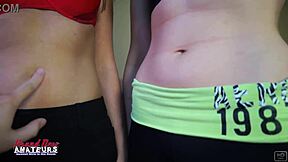 busty brunette and skinny blonde lick tits and twats
