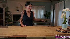 Landlady dana vespoli strips kimmy kimm for tribbing