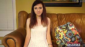 Petite inked coed brunette katie walls sloppy rimjob greedy cum swallow